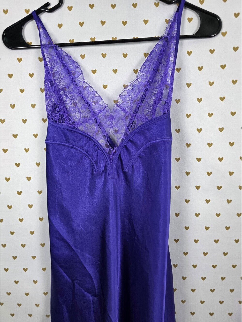Victorias Secret Lace Accent Satin Silky Slip Dress Nightie SMALL